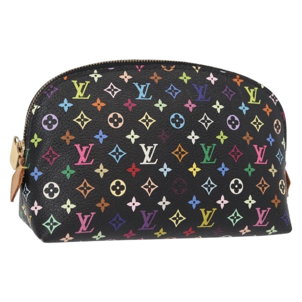 LOUIS VUITTON Multicolor Pochette Cosmetic Pouch Black M47355 LV Auth 134365V